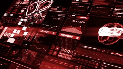 Perspective view of red futuristic interface/Digital screen Video stock 81618663