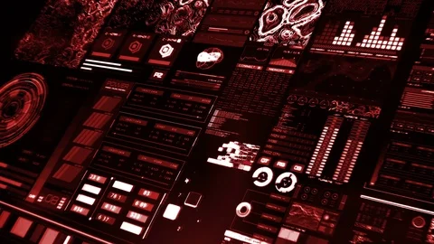 Perspective view of red futuristic interface/Digital screen Stock Footage 81636679