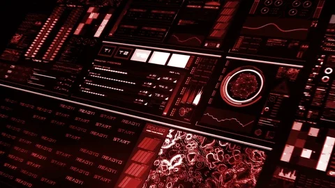 Perspective view of red futuristic interface/Digital screen Stock Footage 81661594