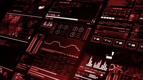 Perspective view of red futuristic interface/Digital screen Stock Footage 81663812