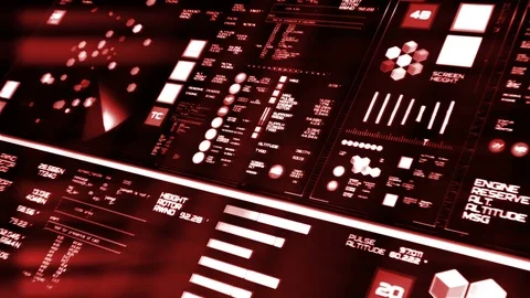 Perspective view of red futuristic interface/Digital screen Stock Footage 82218580
