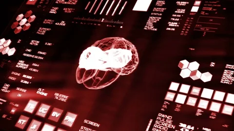 Perspective view of red futuristic interface/Digital screen Stock Footage 82229516