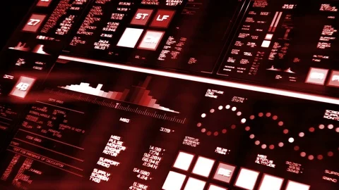 Perspective view of red futuristic interface/Digital screen Stock Footage 82243989