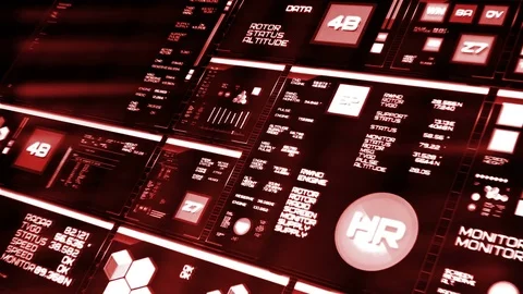 Perspective view of red futuristic interface/Digital screen Stock Footage 82272576