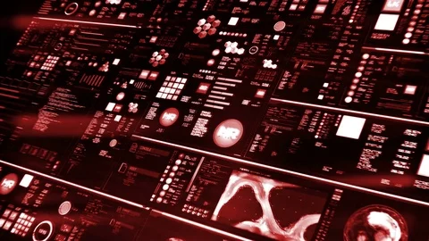 Perspective view of red futuristic interface/Digital screen Stock-Footage 85347999