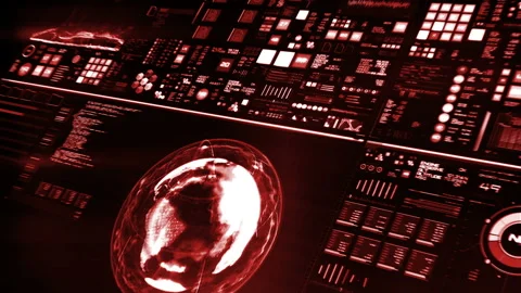 Perspective view of red futuristic interface/Digital screen Stock Footage 85793493
