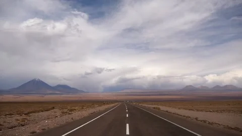 Perspective View Of The Road In A Desert Landscape With Mountain Peaks Stock Footage 171378875