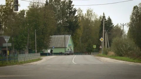 Perspective view of the roadway in the forest. Stock Footage 133347573