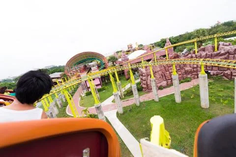 Perspective view of roller coaster Stock Photos