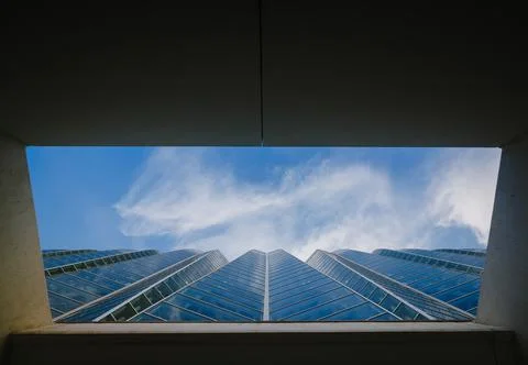 Perspective view on sky and clouds in city of art and science in Valencia Stock Photos