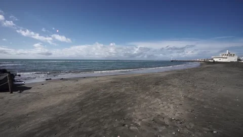 Perspective view of a stretch of Ostia beach. Stock Footage 327592540