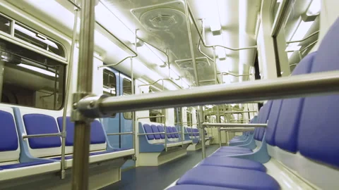 Perspective up view of subway empty metro wagon Stock-Footage 162697435