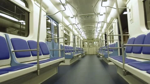 Perspective up view of subway empty metro wagon Stock-Footage 162698145