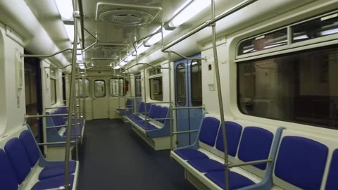 Perspective up view of subway empty metro wagon Stock Footage 162698826