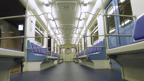Perspective up view of subway empty metro wagon Stock-Footage 162699443