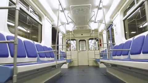 Perspective up view of subway empty metro wagon Stock Footage 162699725
