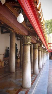 Perspective View of Temple Pillars Stock Photos