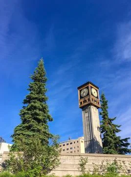 Perspective view of the time clock tower 스톡 사진