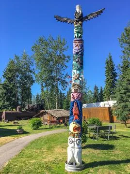 Perspective view of a typical Totem Pole Stock Photos