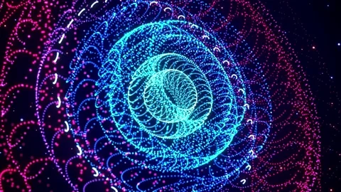 Perspective View Unique Abstract Blue And Red Dotted Circles Rings And Spheres  Video stock 149649285