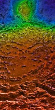 This perspective view of Venus, generated by computer from NASA s Magellan... Stock Photos