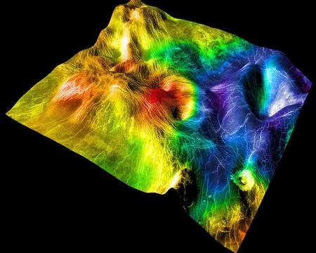 This perspective view of Venus, generated by computer from NASA's Magellan .. Stock Photos