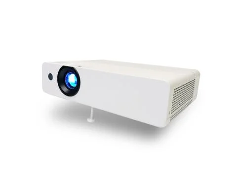 Perspective view of White LCD Projector video presentation Stock Photos