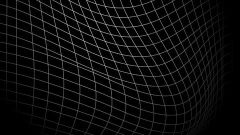 Perspective wafy flowed grid lines on black background. Design for technolo.. Stock Illustration