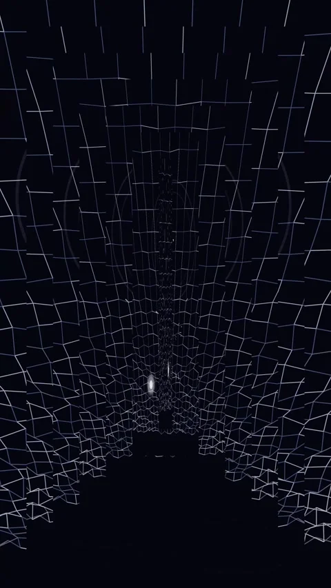 Perspective Wireframe Matrix Tunnel Data Transfer Stockbeeldmateriaal 342384881