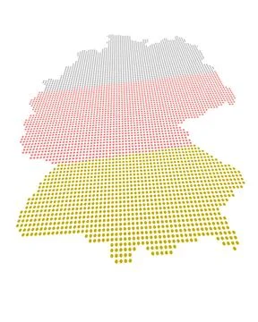 Perspectively distorted map of Germany with a point grid Perspectively dis... Stock Photos