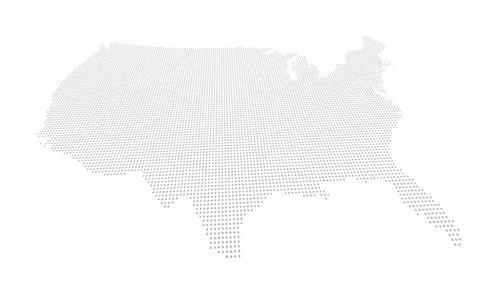 Perspectively distorted map of the USA with a point grid Perspectively dis... Stock Photos