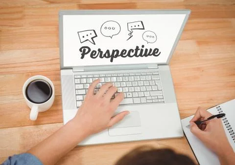 Perspectives text on laptop screen Stock Photos
