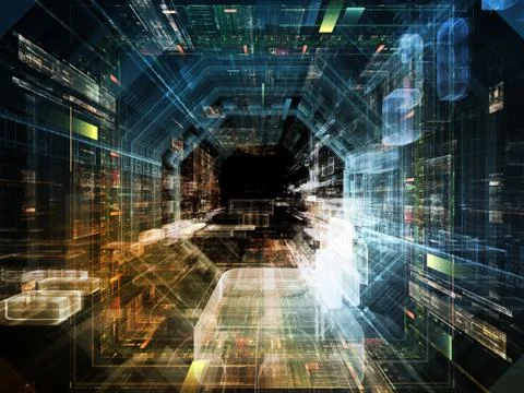 Perspectives of Virtual Space Stock Illustration