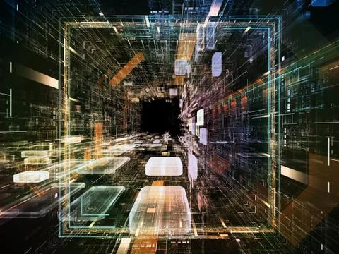 Perspectives of Virtual Space Stock Illustration