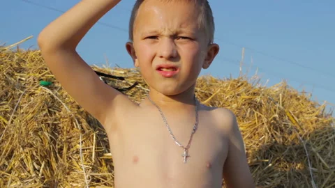 Perspiration on boy Stock Footage 114608681