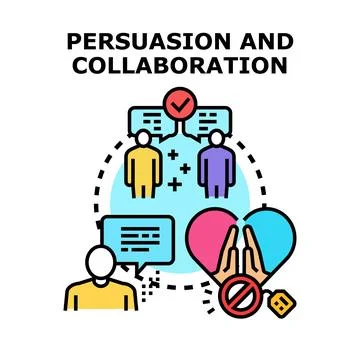 Persuading and collaborating people achieving agreement working together Stock Illustration