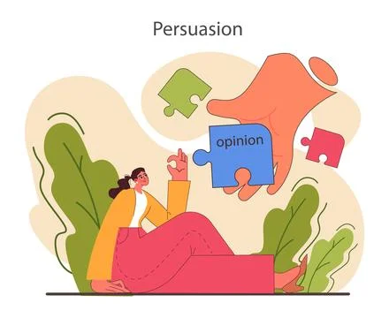 Persuasion. Soft skill, the ability to convince people. Cognitive influence Stock Illustration