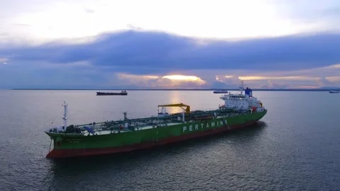Pertamina Oil Tanker on Balikpapan Bay Stock Footage