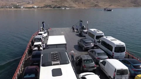 Pertek ferry in Keban dam Stock Footage 145346064