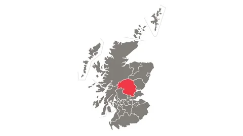 Perth and Kinross council area blinking red highlighted in map of Scotland Stock Footage 252272985