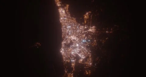 Perth (Australia) aerial view at night Stock Footage 265979171