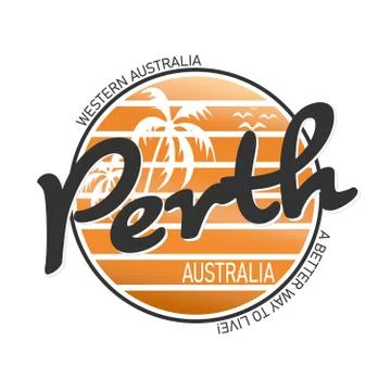 Perth Australia City. Design Vector. logo print design Illustrazione stock