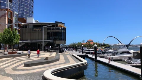 Perth, Australia, December 2019- Panoramic view on Perth CBD downtown district Stock Footage 121844172