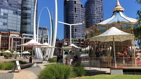 Perth, Australia, December 2019- Panoramic view on Perth harbour Stock Footage 121885653