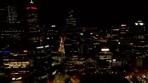 Perth Australia at Night Aerial Stock Footage 156690821