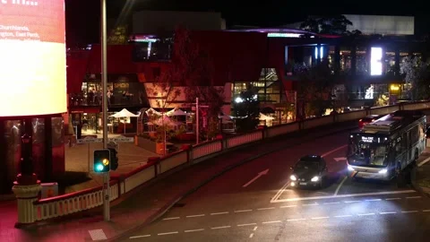 Perth Australia Yagan Square Horseshoe Bridge at Night Time Lapse Stock Footage
