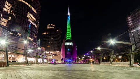 Perth Bell Tower at Night Timelapse Part 1 Stock Footage 148478769