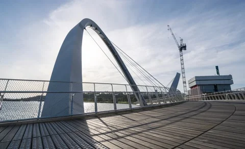 Perth Bridge, Elizabeth Quay, WA - Australia 8K Timelapse video Stock Footage 147957130