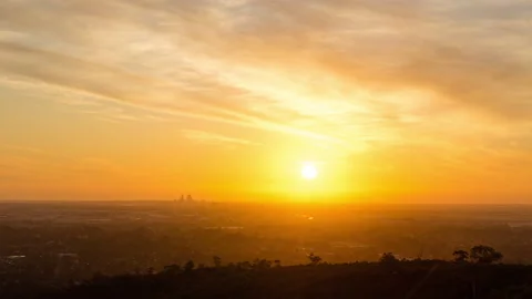 Perth City and Suburbs from Lesmurdie Falls Colourful Day to Night Timelapse Stock Footage