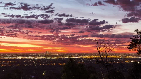 Perth City and suburbs from the Perth Hills Sunset Timelapse Stock Footage 139965282